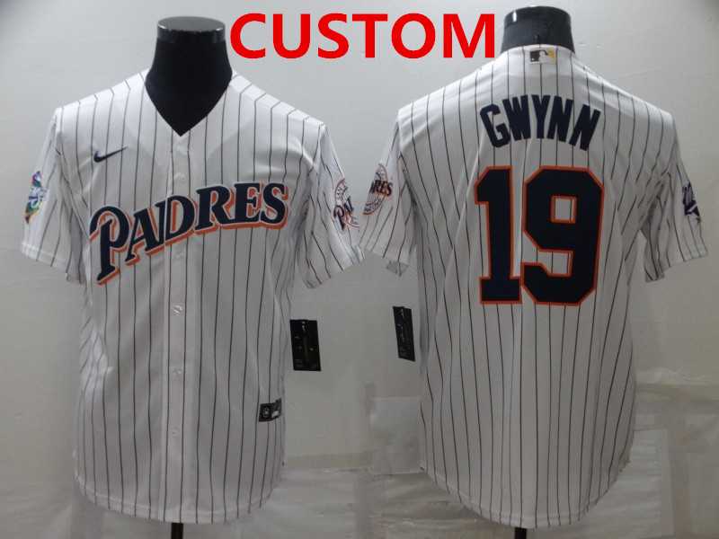 Men%27s San Diego Padres Custom White Cool Base Stitched Jersey